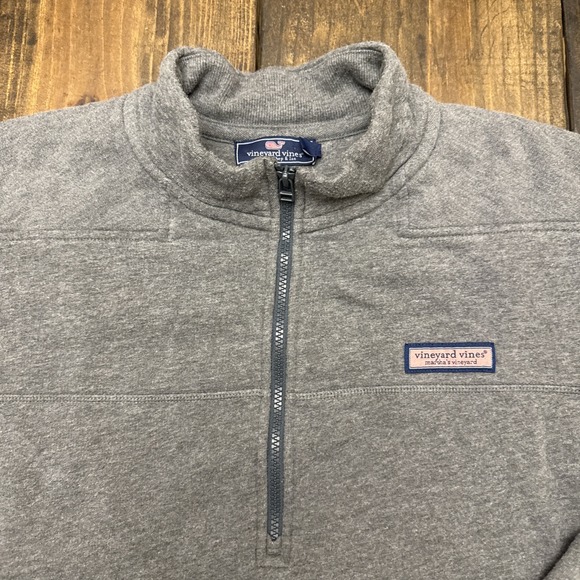 Vineyard Vines Half Zip Sweater, Men's XL, Gray, Cotton Blend, Preppy, Mock Neck - Picture 2 of 7